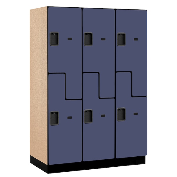 2 Tier 'S' Designer Locker, 54"Wx76"Hx21"D, 6 Door, Blue